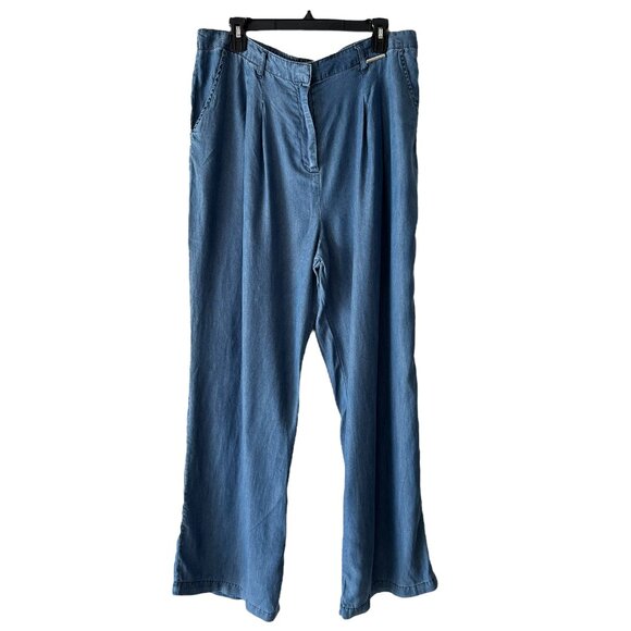 🆕 Adrienne Vittadini Chambray Wide Leg Pants - Picture 1 of 6